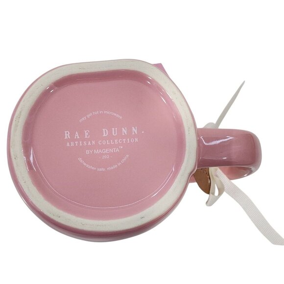 Rae Dunn Hot Cocoa Gingerbread Pink Ceramic Coffee Mug Double Sided 16oz NEW - Picture 3 of 8